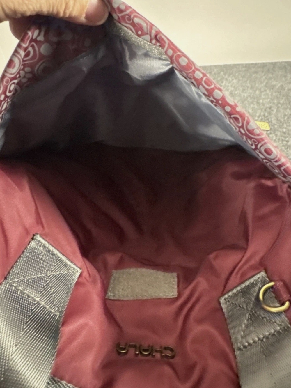 Chala Burgundy and Gray Tote with Paw Charm - Picture 9 of 15